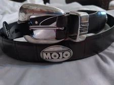 Men's Dark Brown Leather Belt with MOJO Conchos Size 46 NL