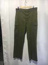 VINTAGE Boy Scouts Pants Mens 34 Green Cargo Twill America USA Union Made 34x28
