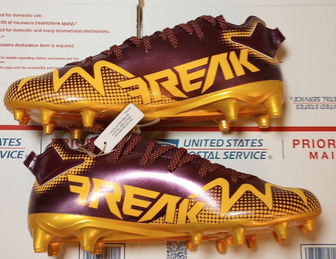 Adidas Freak 22 Burgundy Yellow Washington Football Cleats  display picture 1