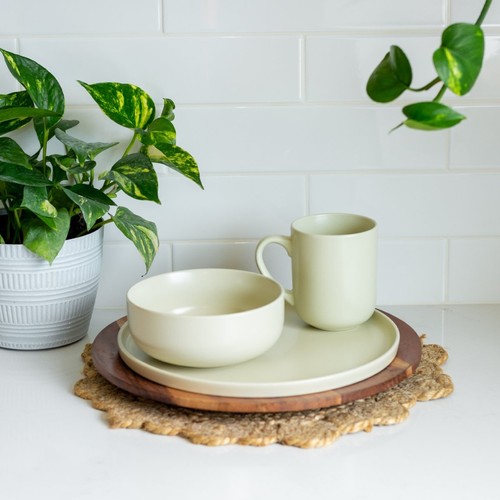 Everything Kitchens Modern Flat 12-Piece Dinnerware Set | Beige - Picture 3 of 7