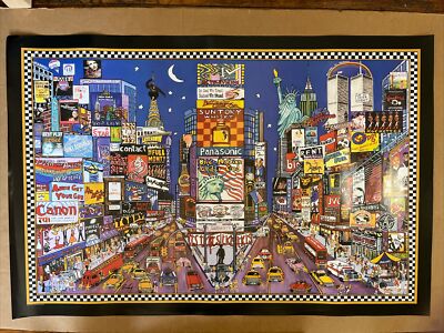New York City Times square poster vintage artist collage