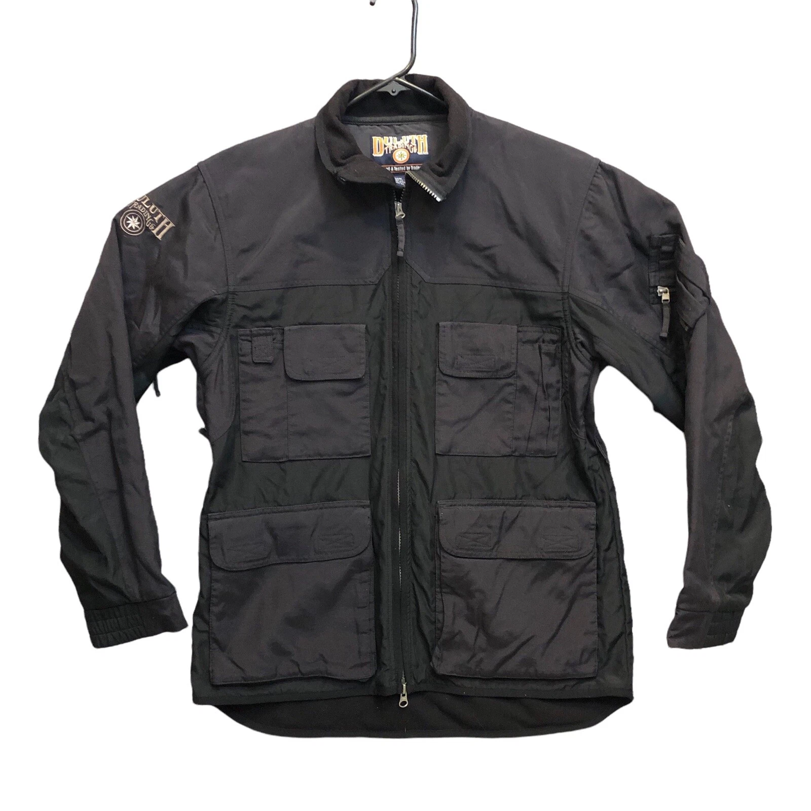 Duluth Trading Mens Full Zip Nylon Work Jacket Fleece Black Size Medium