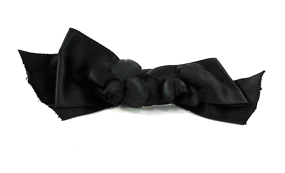 Authentic Vintage CHANEL Black Ribbon Camellia Barrette Hair Clip #61004 - Image 3 of 4