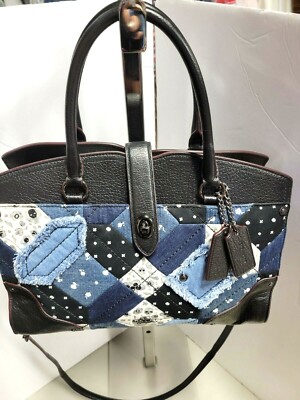 Coach Hampton Denim Patchwork Satchel