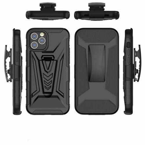 Rugged Armor Robot PC Stand Cover Case With Clip For iPhone 12 Samsung S20 FE - Photo 1/11