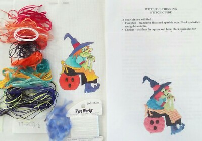 Renaissance Designs HP needlepoint WITCHFUL THINKING Canvas Guide Thread KIT 18m