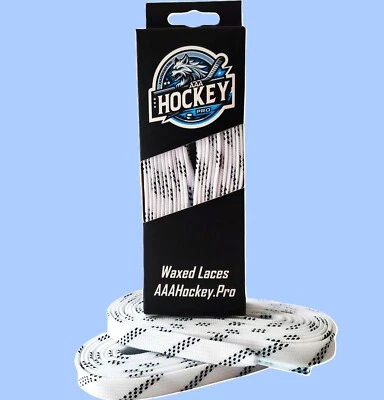 White Waxed Hockey Skate Laces 120" / SR 10 - SR 13 AAA Hockey Pro