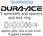 SPARE 9spd Cassette PARTS Dura Ace 9 speed CS-7700 5 sprockets Spacers lockring