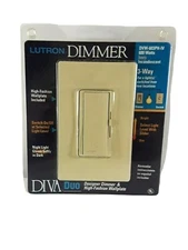 NOS Lutron Dimmer DVW-603PH-IV Incandescent 3-Way Glows Softly In Dark Ivory 