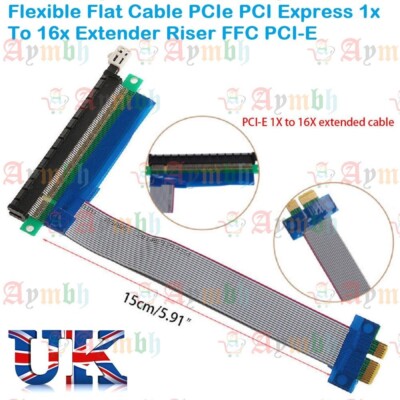 1x-16x Flexibles Flachkabel PCIe PCI Express 1x auf 16x Extender Riser FFC PCI-E