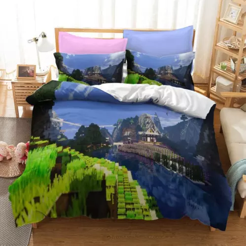 Minecraft Bettbezug Cartoons Bettwäsche Set Kissenbezug 135x200|200x200 Kinder - Bild 2 von 27
