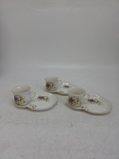 3 Pairs Of James Kent Old Foley Pansy Pattern Tea Cup And Snack Plate Set