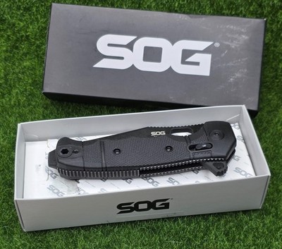SOG Seal XR 3.9'' Folding Knife Clip Point, Black GRN S35VN Stainless 12-21-02-57