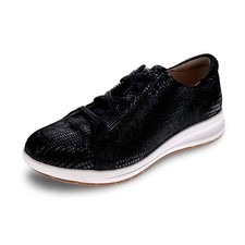 Revere Women's Athens Lace-Up Sneaker Black Lizard