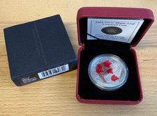 2004 Canada RCM $5 Fine Silver Coin - Coloured Maple Leaf
