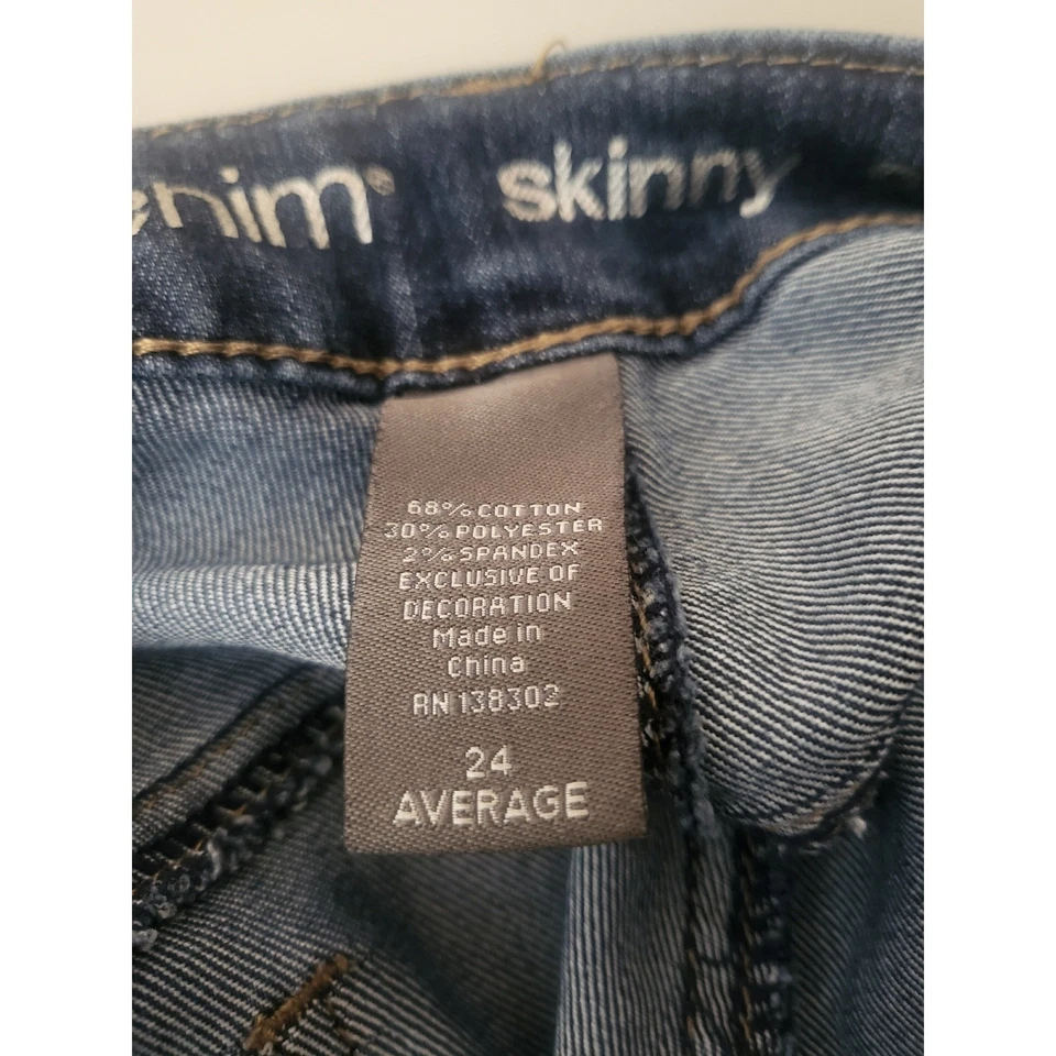 Avenue Denim Skinny Jeans Plus Size 24 Embellished Rhinestone Dark Wash Women - Image 3 of 4