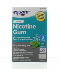 Equate Coated Nicotine Gum Cool Mint Flavor 2mg 100CT Free Shipping Exp 6/2027