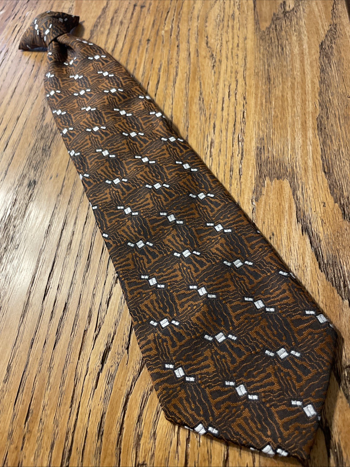 Vintage 60s 70s JC Penney Towncraft Polyester Clip On Wide Tie Mod Disco