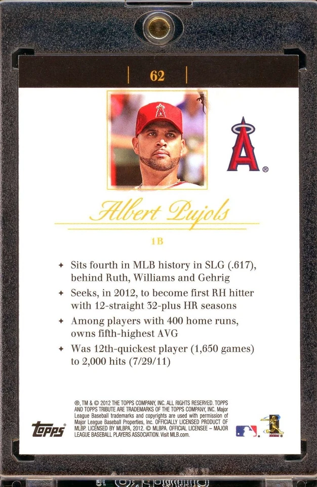 2012 Topps Tribute Albert Pujols #62 Angels Black Refractor /60 Mag Case! - Image 2 of 2