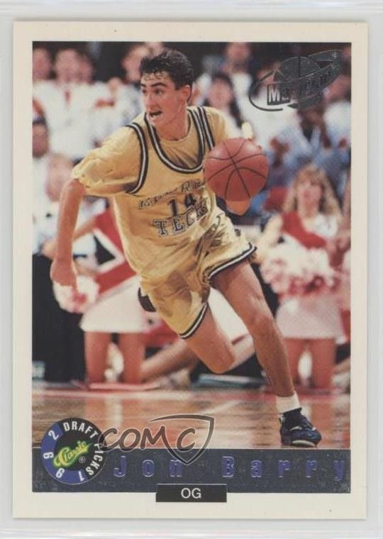 1992 Classic Draft Picks Magician Jon Barry #BC6 Rookie RC 11pj