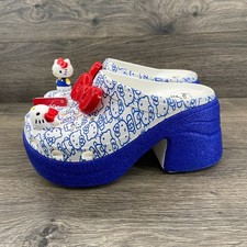 Crocs Sanrio Hello Kitty Siren Clog High Heeled Shoes Women's Size 9 White Blue