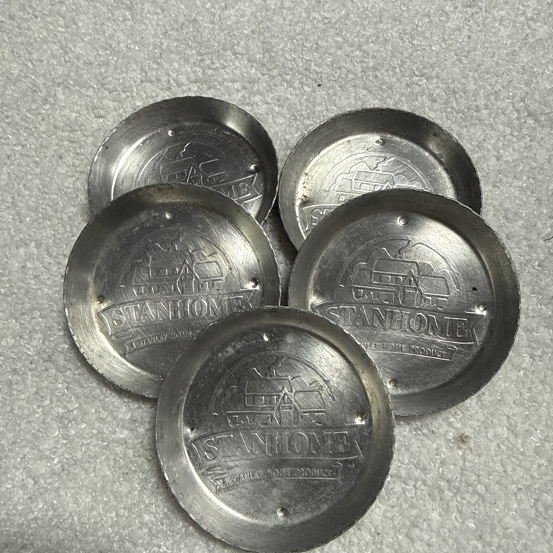 Vintage Stanley Home Products Stanhome Aluminum Advertising Coasters Set of 5