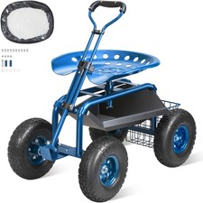 Rolling Garden Cart with Seat and Wheels Exte...