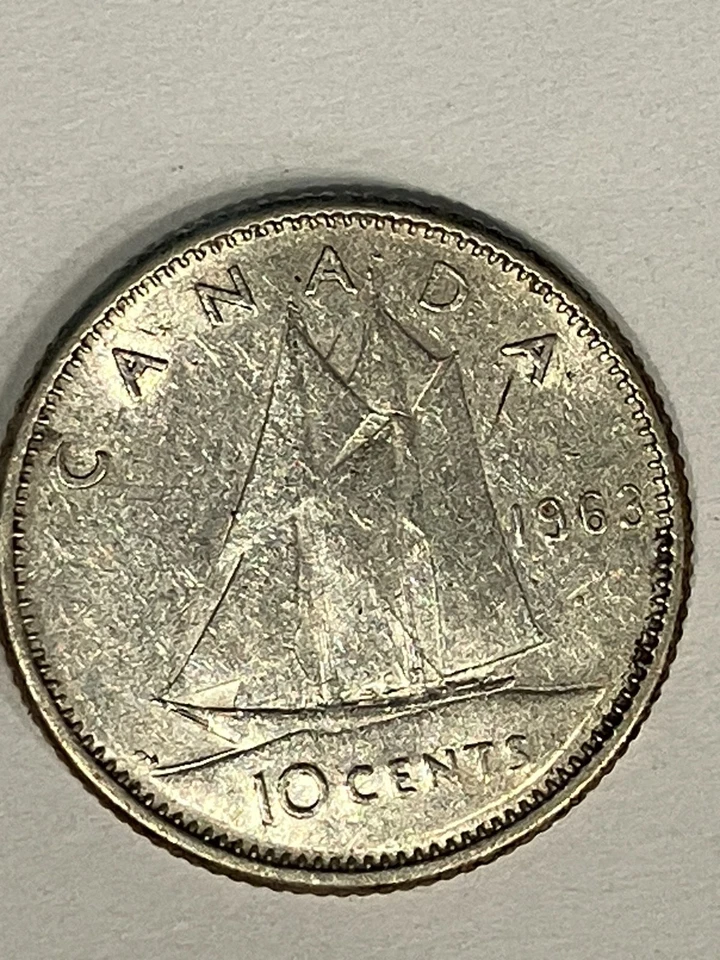 1963 CANADA 10C SILVER DIME ERROR DIE DAMAGE RUST PITS  F1011 - Image 2 of 4