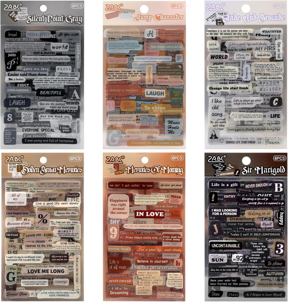 Sticker SprüChe 800 StüCk, 36 Sheets Scrapbook Stickers Aesthetic Scrapbook Zube-image