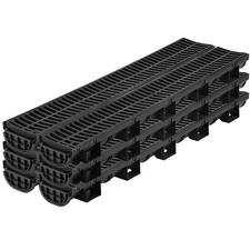 Trench Drain System, Channel Drain with Plastic Grate, 5.8x3.1 - Inch HDPE