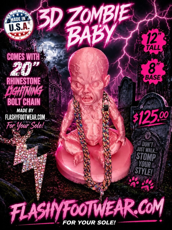 RARE Halloween zombie  baby 2026 Pink With Lightning bolt r Halloween prop decor