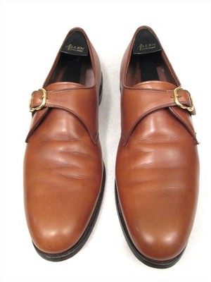 Allen Edmonds Standish Monk Strap Buckle Shoes Cognac Brown Men's 12 B