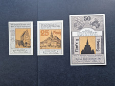 392.1  Notgeldscheine (I) Stadt Friedland 10, 25, 50 Pfg o.D.-31.1.1922