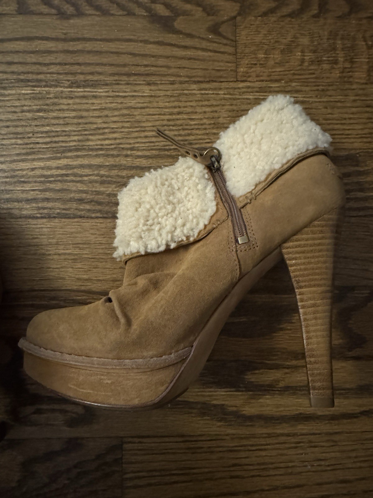 UGG GEORGETTE Ankle Platform Chestnut Nubuck Fur … - image 7
