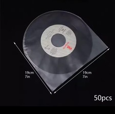 50Pcs 7" Vinyl Record Inner Sleeves, Anti-Static Plastic Round Bottom New