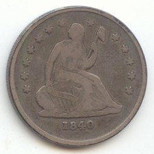 1840-O No Drapery Seated Liberty Quarter, Fine