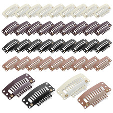 40 Pcs 32mm Hairpieces Snap Clips 9-teeth Wig Clips to Secure Flat Hair Clip