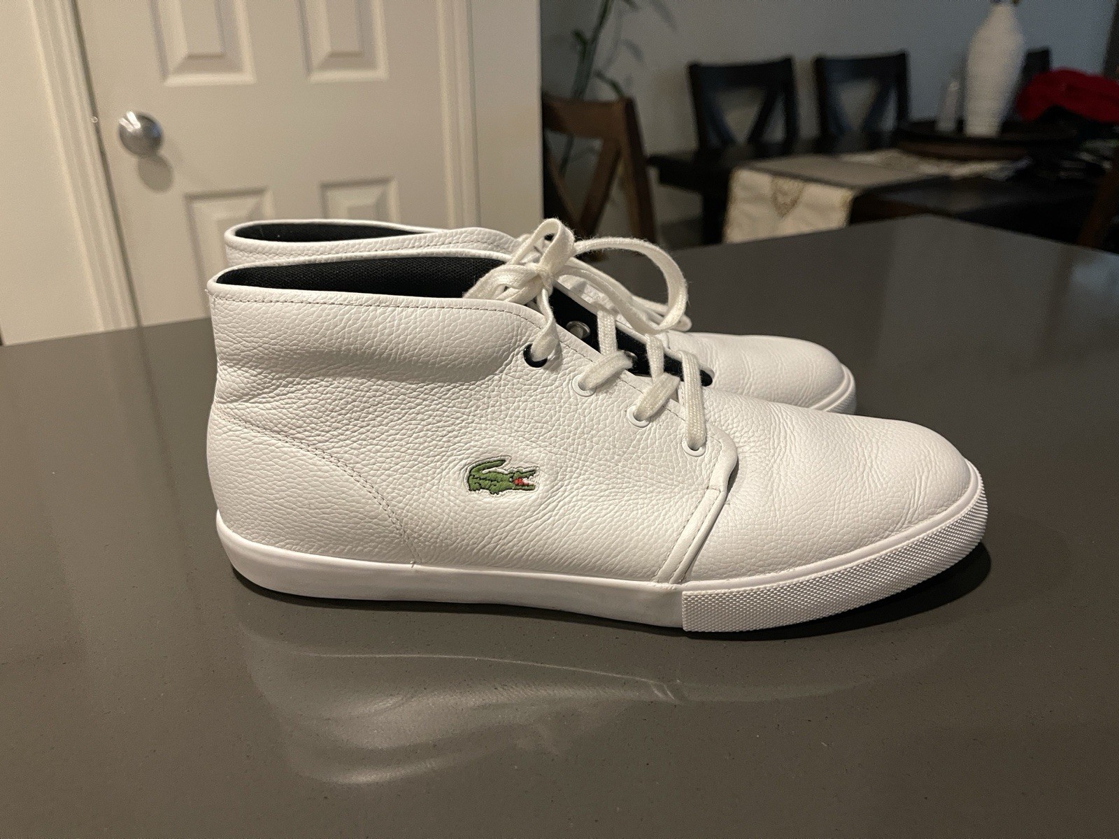 Lacoste Men’s White Leather Shoes Size 10 Worn Once