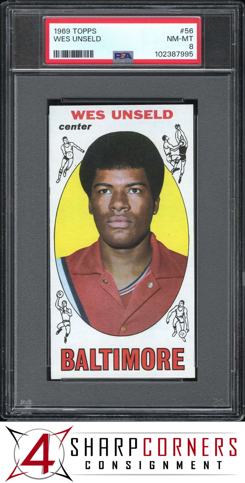 1969 TOPPS #56 WES UNSELD RC HOF PSA 8