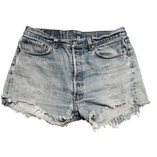 Levi s Vintage Distressed Cutoff Denim Shorts High Rise Frayed Hem USA W 34-35