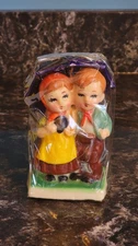 Vintage J.S. N.Y. 1973 Boy & Girl Under Umbrella Hand Painted Candle #5964 Japan