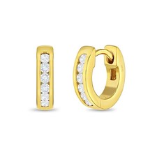 Channel Set CZ 8mm Baby / Toddler Earrings Hoop - Sterling Silver Gold Plated