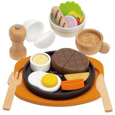 First Pretend Play Hamburger Set with Magnets Wooden Toy Educational Toy