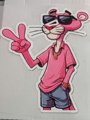 BÜGELBILD ''Pink Panther Victory Peace'' DTF Folie ca. 29x 24 cm