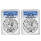 2021 Reverse Proof American Silver Eagle Designer 2pc Set PCGS PR70 Blue Label