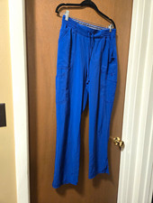 Scrubstar Blue Solid Woven Polyester Spandex Medical Scrub Pants Women M