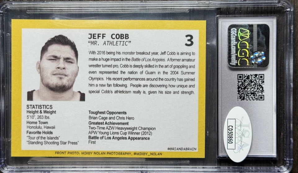 Autógrafo Jeff Cobb 2016 PWG BOLA CGC 10/JSA Auto JC Mateo Rooke Foto 4 de 4