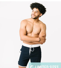 NWT ZYIA Active Men's Navy Reef Block Board Shorts Blue White Swim Surf XXL