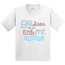 Inktastic Big Sister To A Little Mr Youth T-Shirt Children Sis Girl Mustache Tee