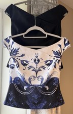 2x Ladies Ted Baker Smart Tops Zip Back Size 1 = Uk Size 8 Off The Shoulder 😍